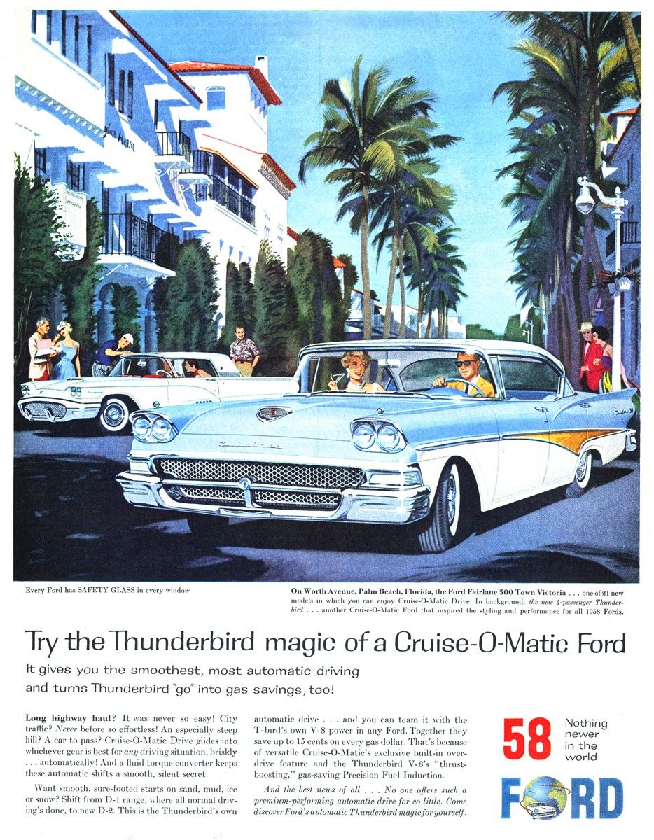 Ford Cruise-O-Matic Print Ad 1958 Thunderbird