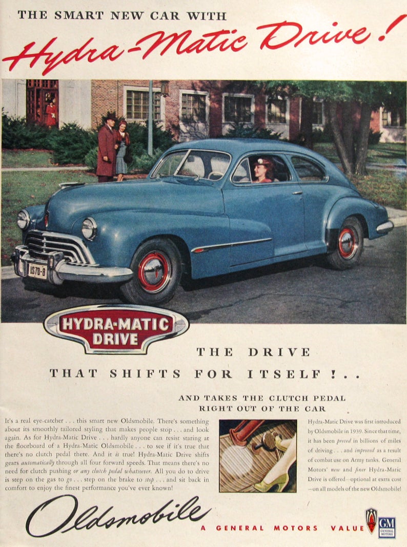 1940 Oldsmobile Hydra-Metic Drive Print Ad Automatic Transmission